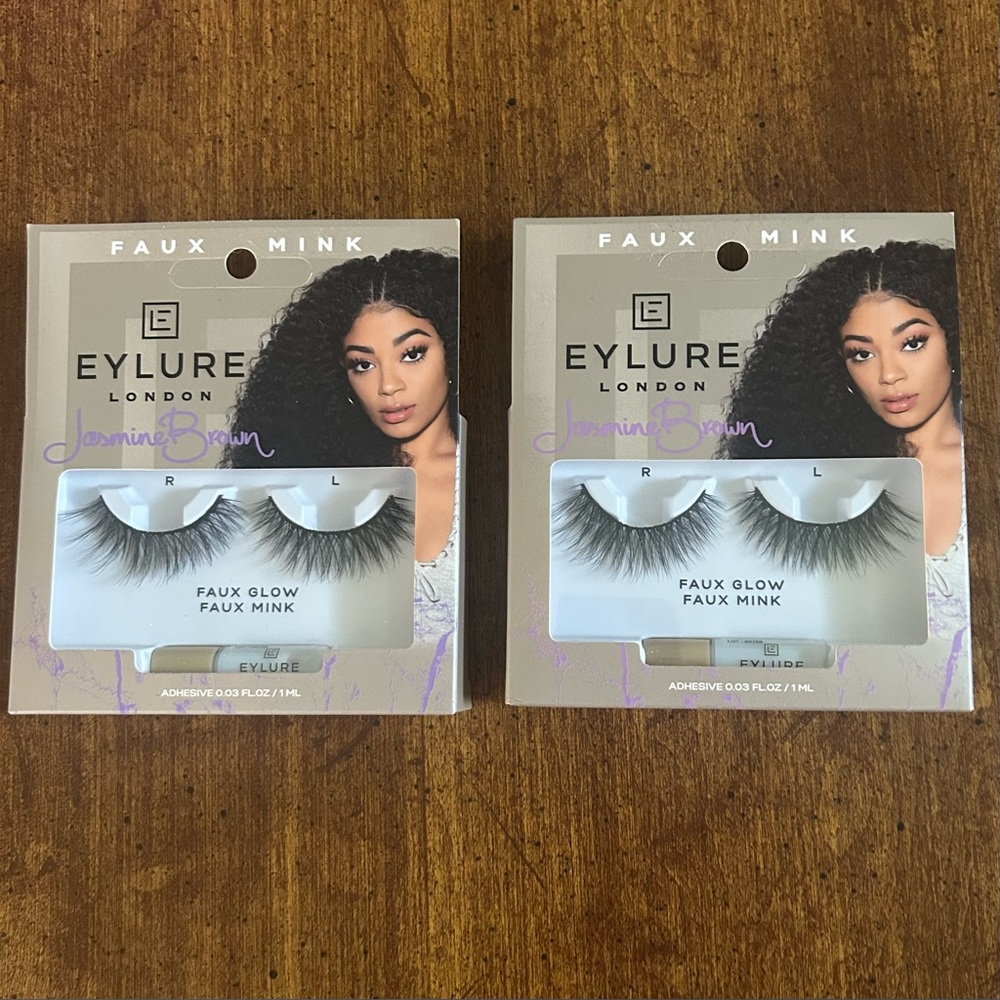 Eylure London Jasmine Brown Faux Mink Set of 2 Pairs Eyelashes Reusable (NEW)